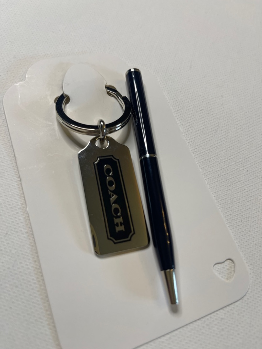 Coach Black and Silver Logo Tag Keychain and Black Coach Pen Set - Picture 4 of 6